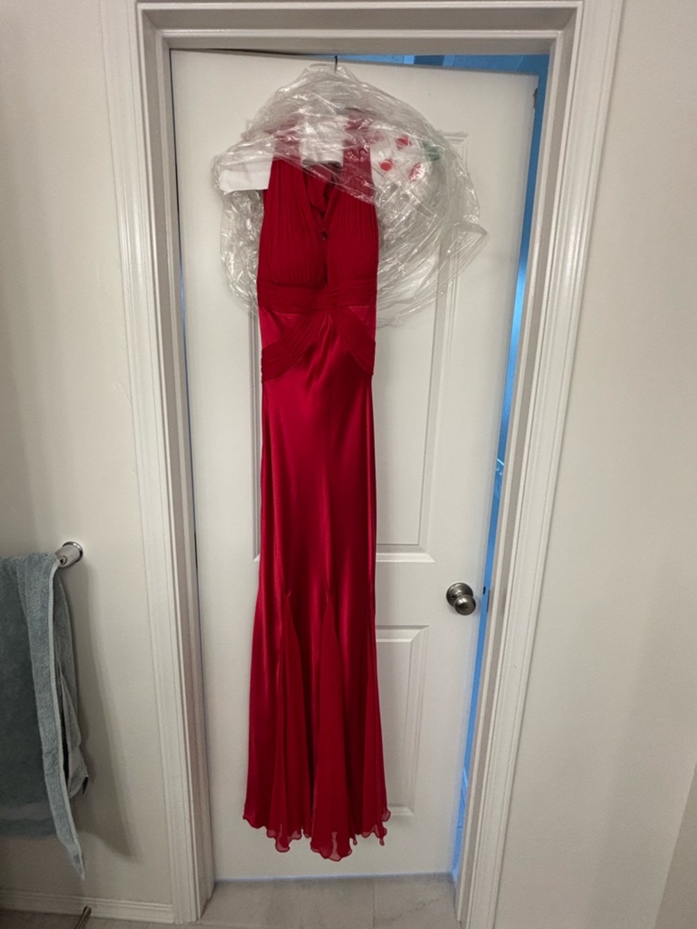 Cache Red Party Dress with Pleated Bodice